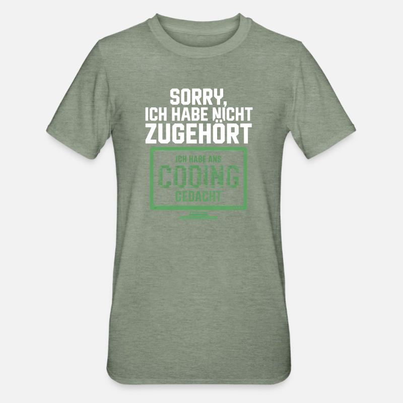Sorry, I thought coding - Unisex Polycotton T-Shirt - heather military green