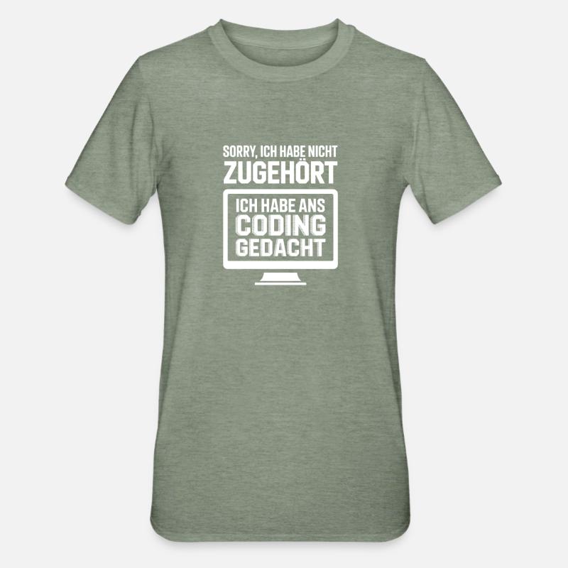 I was thinking coding - Unisex Polycotton T-Shirt - heather military green