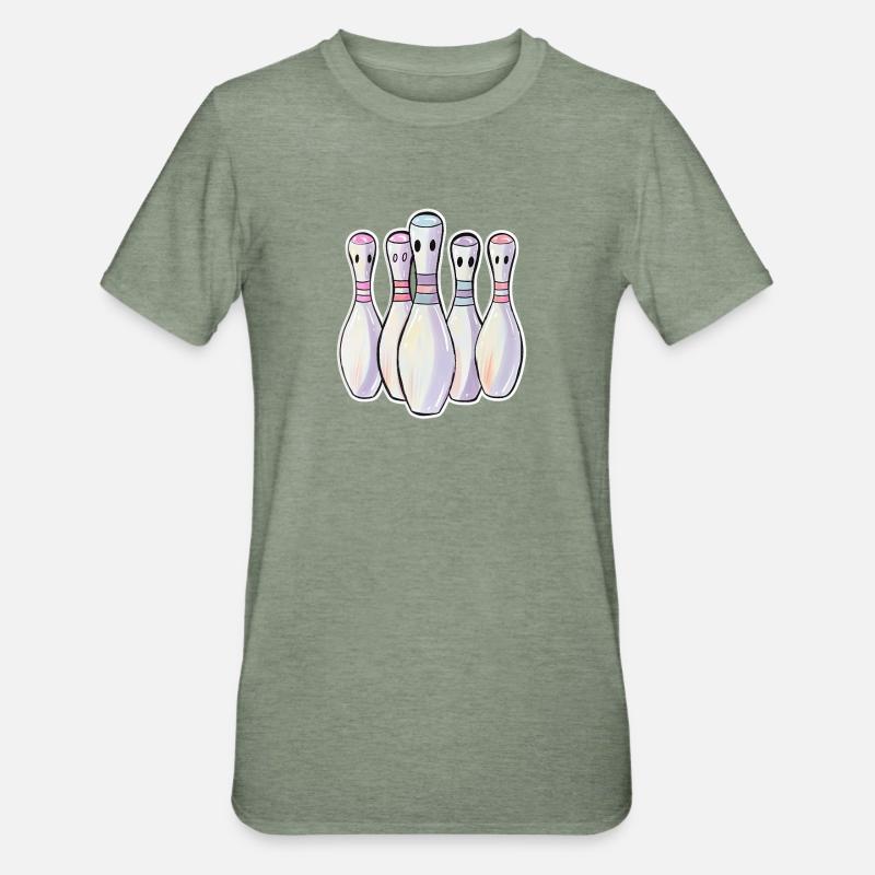 Bowling Pins Comic Look - Unisex Polycotton T-Shirt - Militärgrün meliert