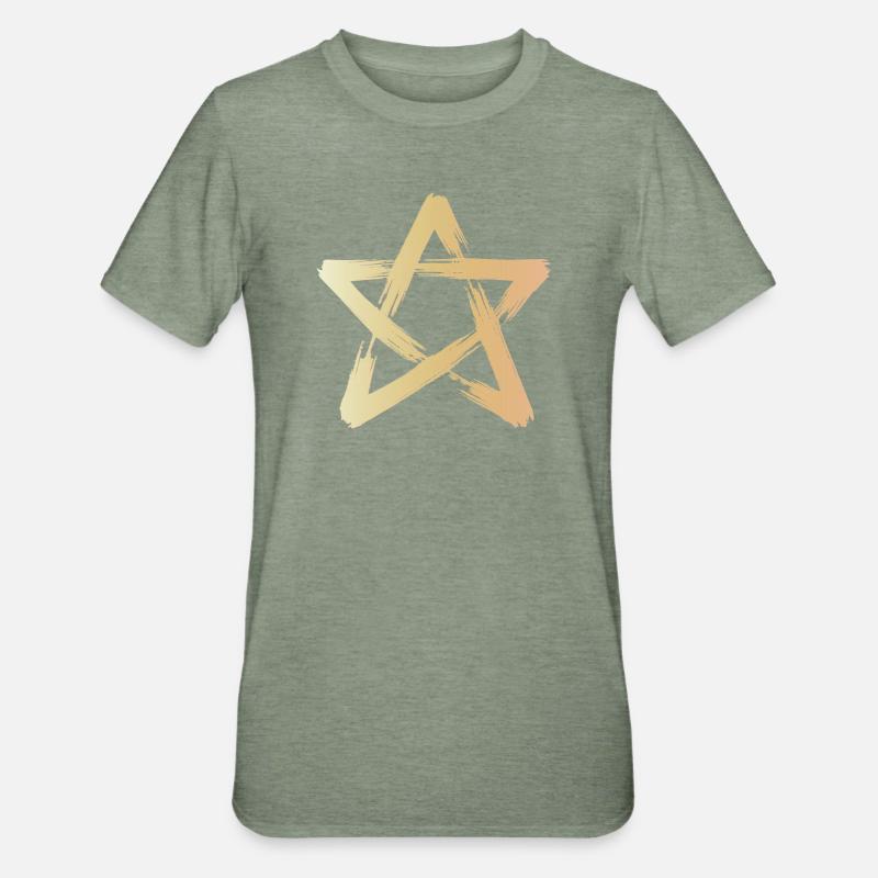 Étoile du Brossage Doré - T-shirt polycoton Unisexe - vert kaki chiné