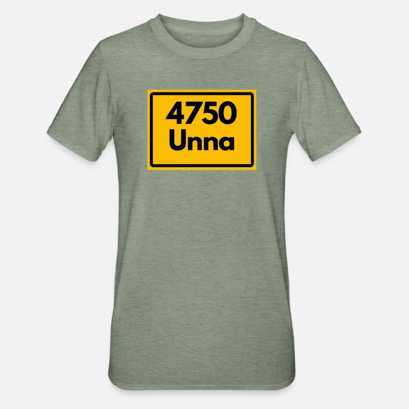 ANCIEN CODE POSTAL RÉTRO 4750 UNNA - T-shirt polycoton Unisexe - vert kaki chiné