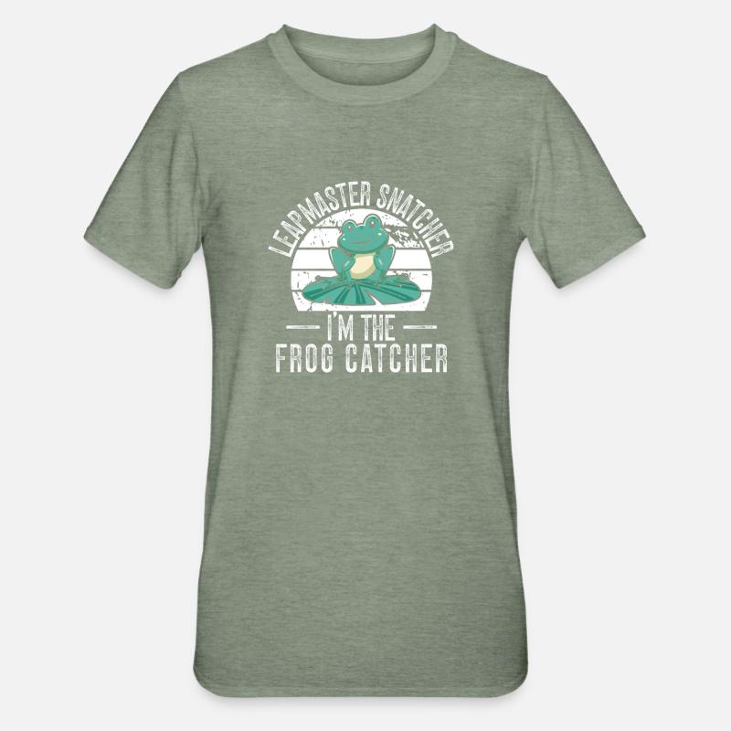 Frog Catcher Leapmaster Snatcher Frog - Unisex Polycotton T-Shirt - heather military green