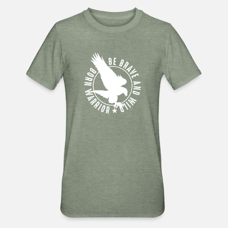 Brave Warrior Eagle Emblem - Unisex Polycotton T-Shirt - heather military green