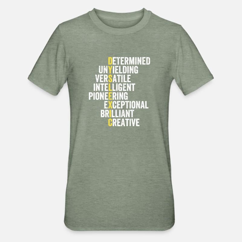 Yellow Accent Adjective Stack - Unisex Polycotton T-Shirt - heather military green