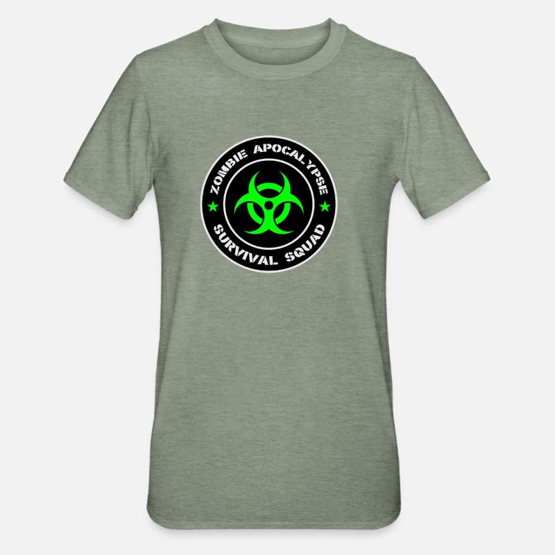 Zombie-Apokalypse-Überlebenstrupp - Unisex Polycotton T-Shirt - Militärgrün meliert