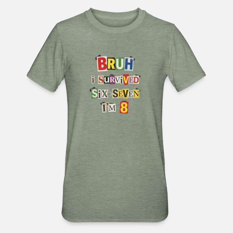 Bruh sopravvive a 8 collage di meme - Maglietta unisex, mix cotone e poliestere - verde militare melange
