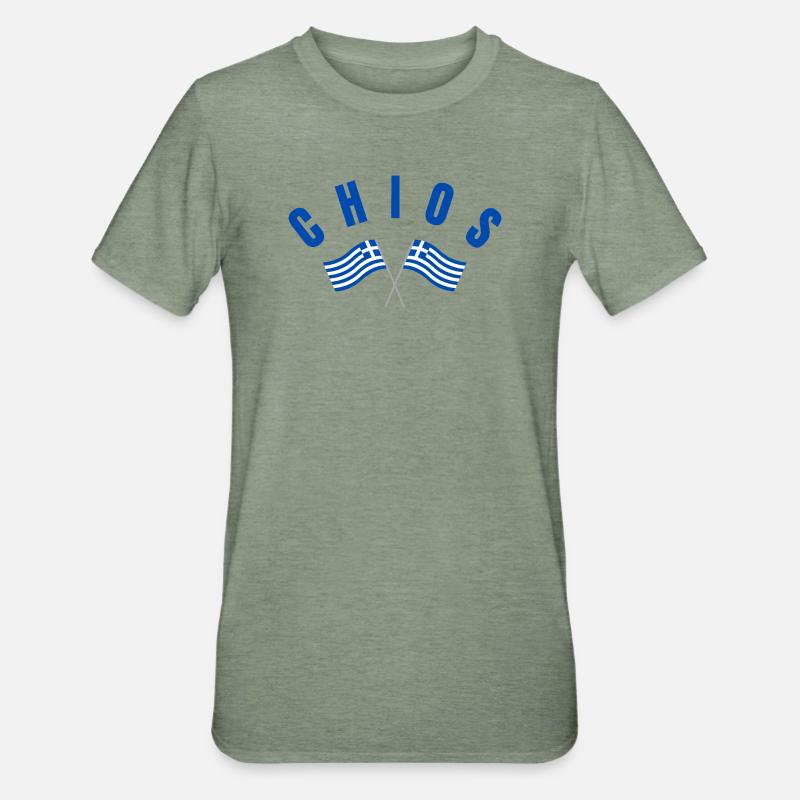 Chios Croisé des drapeaux grecs - T-shirt polycoton Unisexe - vert kaki chiné