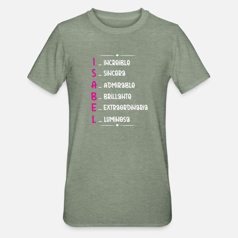 Isabel Name Personalized Gift - Unisex Polycotton T-Shirt - heather military green