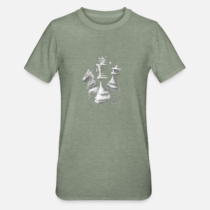 Pièces d’échecs Conception d’explosions Plateau dynamique - T-shirt polycoton Unisexe - vert kaki chiné