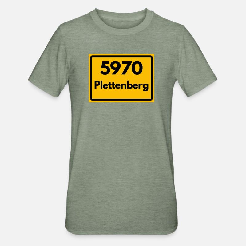 ANCIEN CODE POSTAL RETRO 5970 PLETTENBERG - T-shirt polycoton Unisexe - vert kaki chiné
