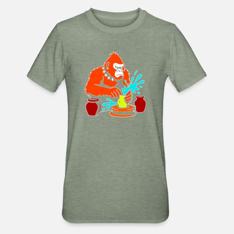 Gorilla Pottery Splash Studio - T-shirt polycoton Unisexe - vert kaki chiné
