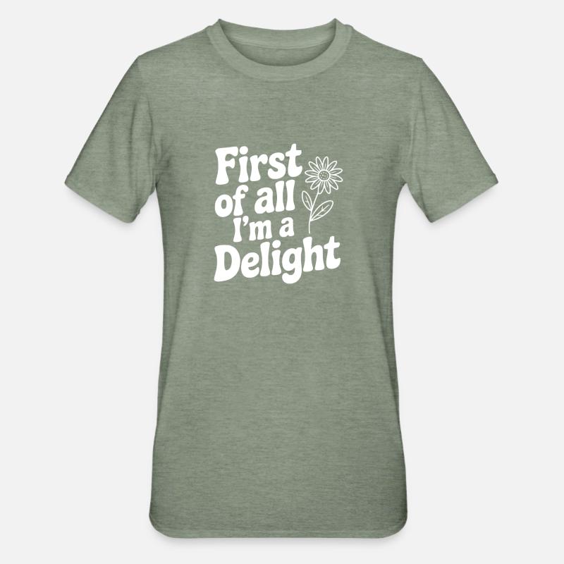 Zunächst einmal bin ich eine Freude - Unisex Polycotton T-Shirt - Militärgrün meliert