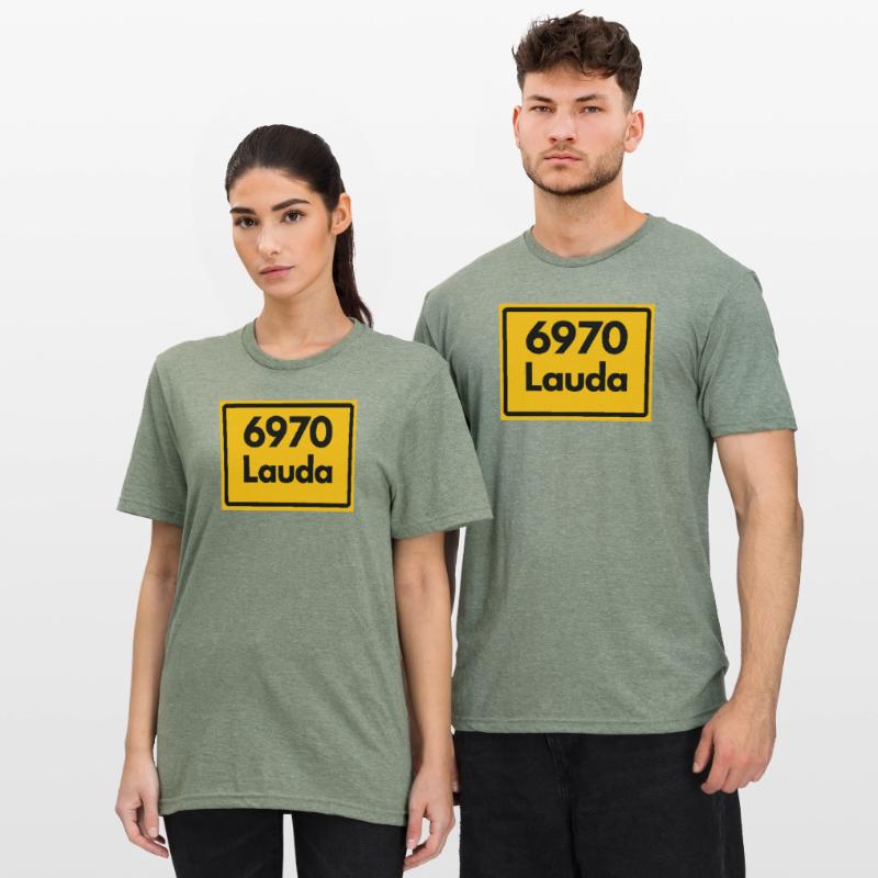 OLD POSTCODE ZIP CODE RETRO 6970 LAUDA HEIMATSTOLZ Unisex Polycotton T-Shirt