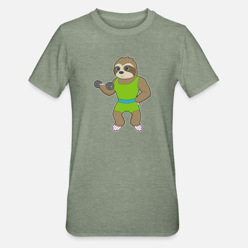 Dovendyrsbodybuilder kvinde - Unisex polycotton T-shirt - militærgrønmeleret