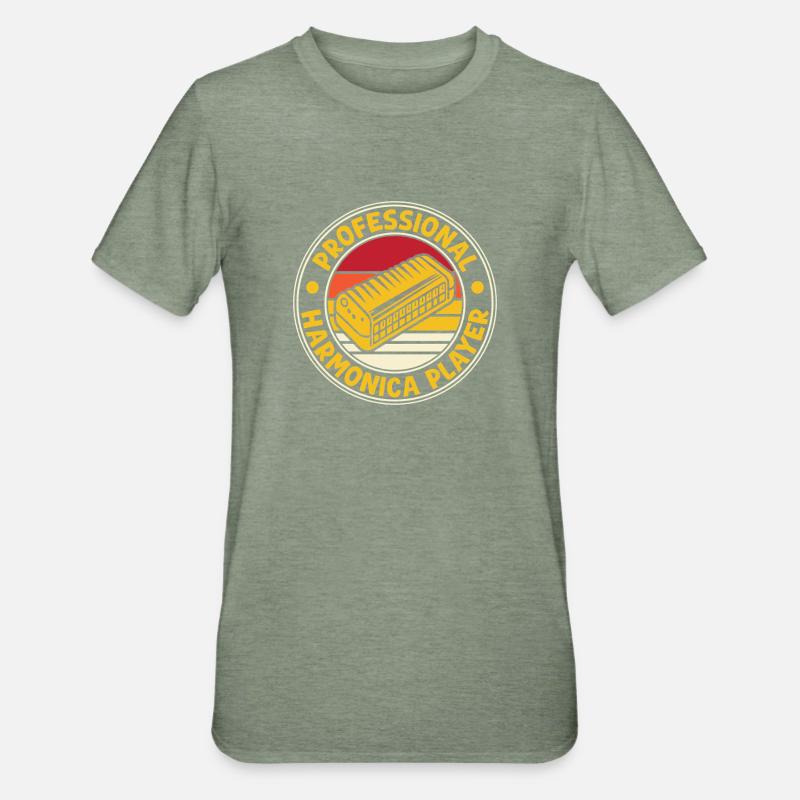 Funny Harmonica Player Professional Harmonica - Unisex Polycotton T-Shirt - heather military green