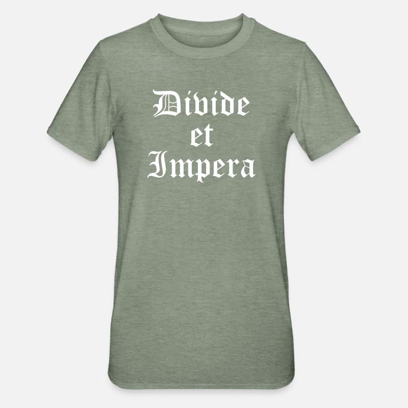 Divide et Impera Gothic Print - Unisex Polycotton T-Shirt - heather military green