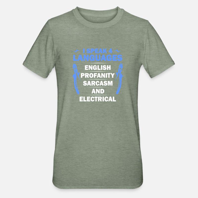 Languages, Sarcasm & Electrical Tee - Unisex Polycotton T-Shirt - heather military green