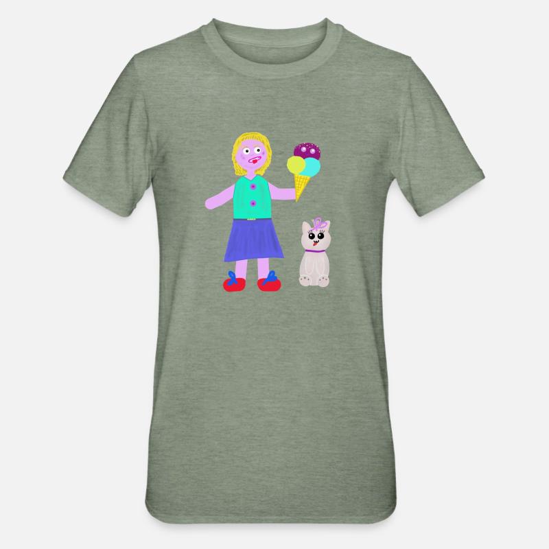 Eiscreme-Mädchen Eiscreme Eiswaffel Eis - Unisex Polycotton T-Shirt - heather military green