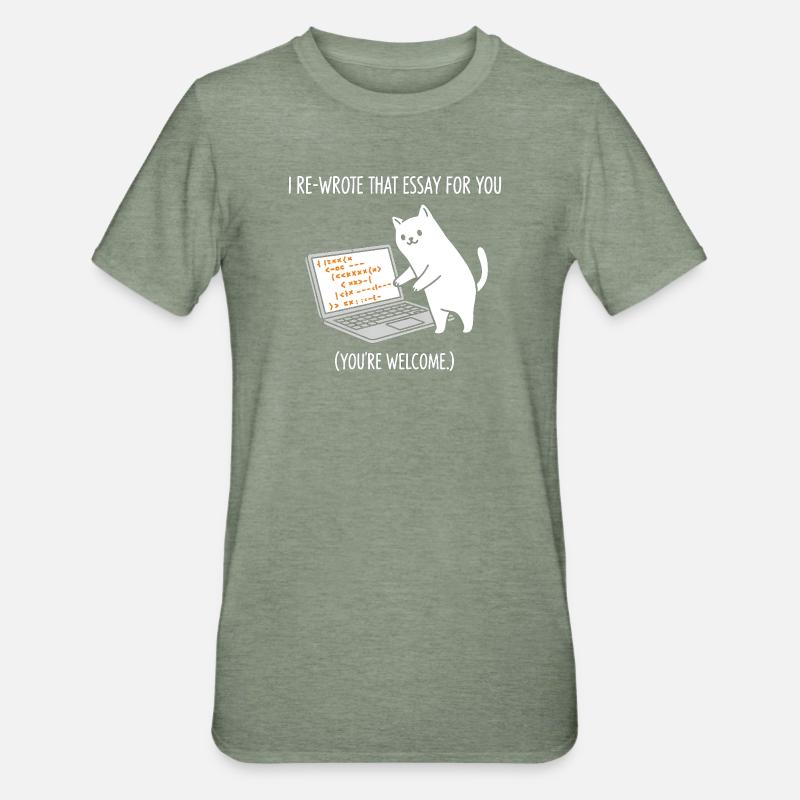 Code cat explique les tâches - T-shirt polycoton Unisexe - vert kaki chiné