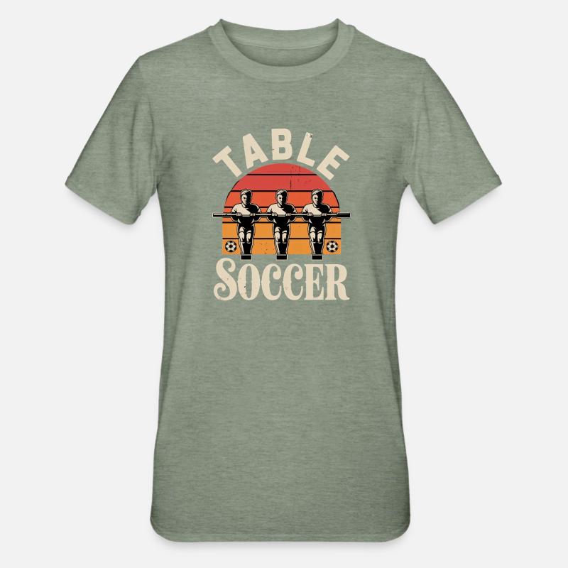 Table Soccer Evolution Funny Foosball Foosball - Unisex Polycotton T-Shirt - heather military green