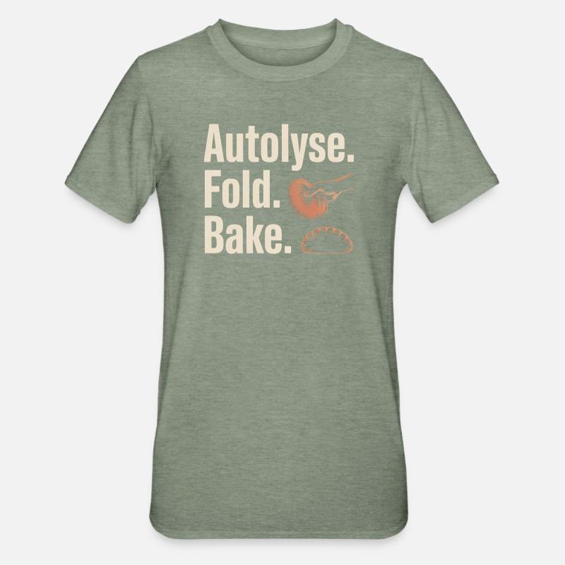 Autolyse Fold Backe Bread Kunst - Unisex Polycotton T-Shirt - Militärgrün meliert