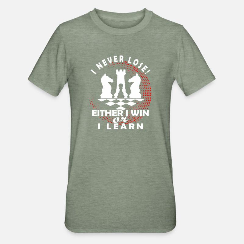 Schachmentalität: Gewinnen oder lernen - Unisex Polycotton T-Shirt - Militärgrün meliert