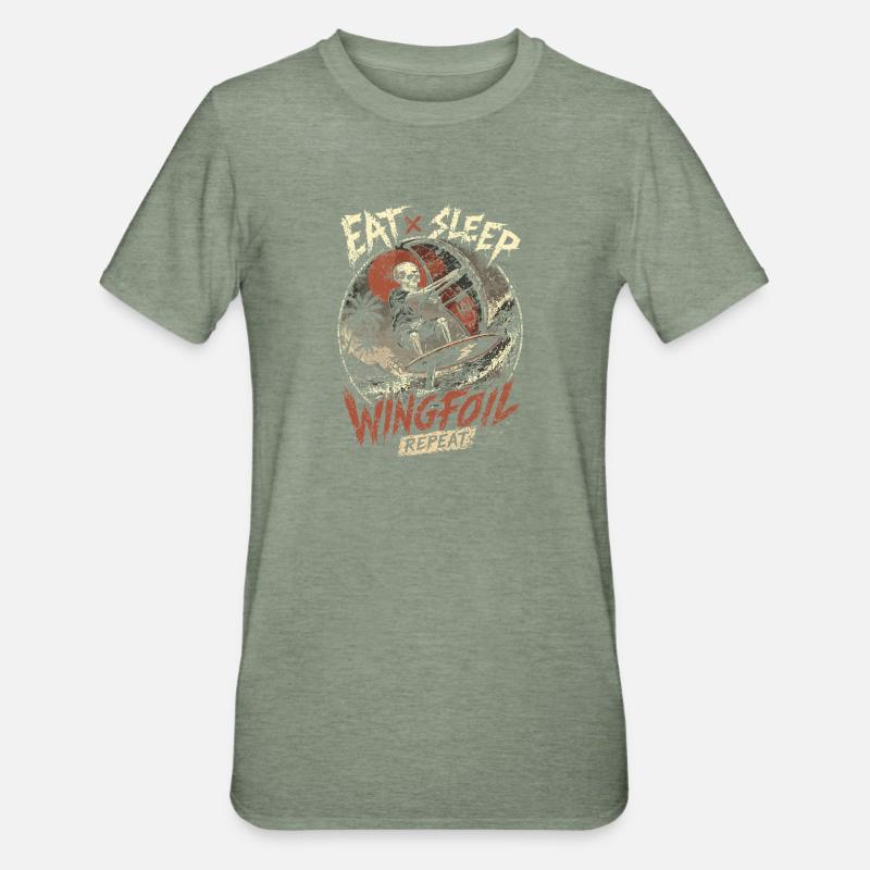 Surf squelette à profil ailé - T-shirt polycoton Unisexe - vert kaki chiné