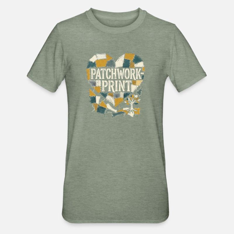 Impression patchwork - T-shirt polycoton Unisexe - vert kaki chiné