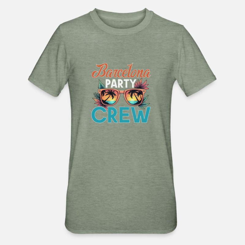 Barcelone Crew - T-shirt polycoton Unisexe - vert kaki chiné