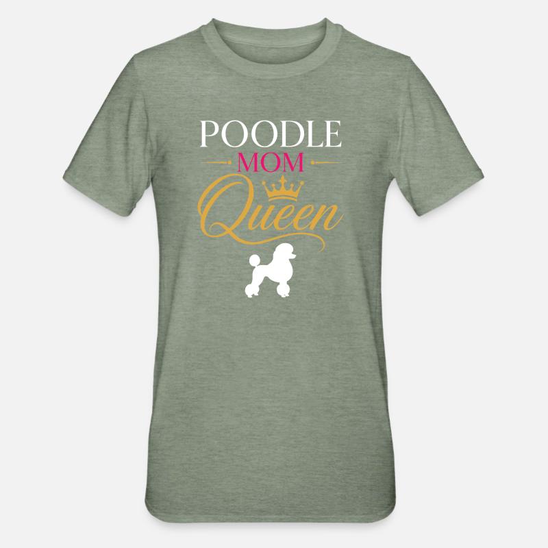 Poodle Mom Queen Crown Script - Unisex Polycotton T-Shirt - heather military green