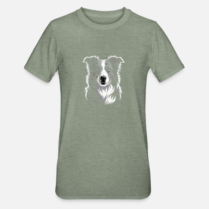 Boder Collie - Unisex Polycotton T-Shirt - Militärgrün meliert