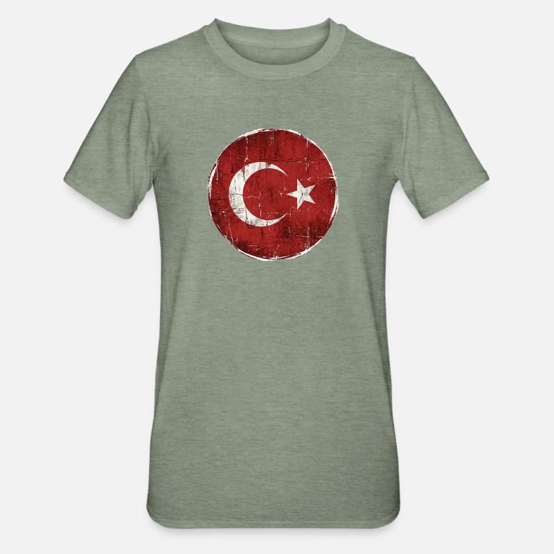 Conception du cercle du drapeau turc - T-shirt polycoton Unisexe - vert kaki chiné