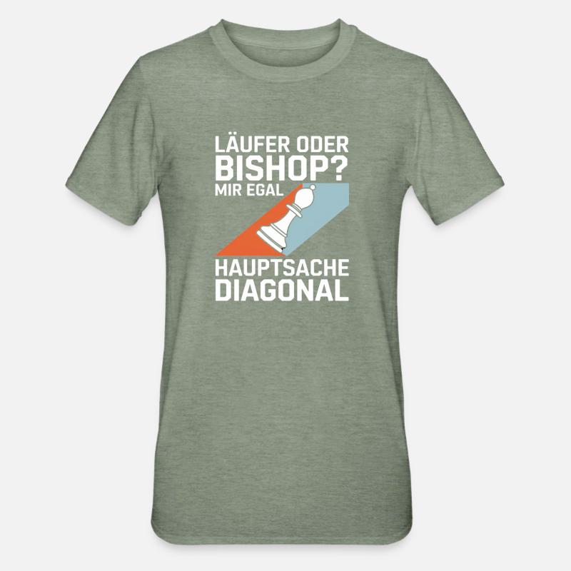 Läufer oder Bishop? Diagonal-Humor - Unisex Polycotton T-Shirt - Militärgrün meliert