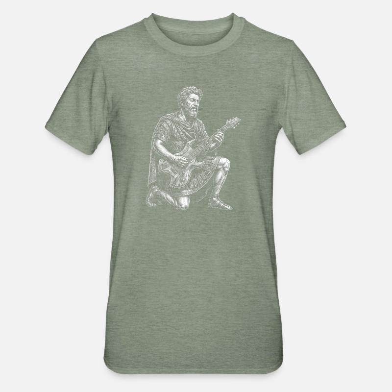 Marcus Aurelius plays guitar - Unisex Polycotton T-Shirt - heather military green