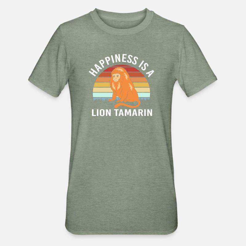 Tamarin Affe - Unisex Polycotton T-Shirt - Militärgrün meliert