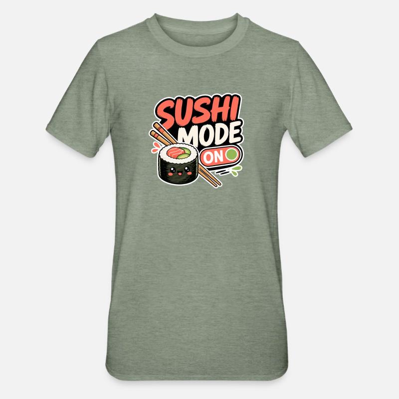 Mode Sushi Activé - T-shirt polycoton Unisexe - vert kaki chiné