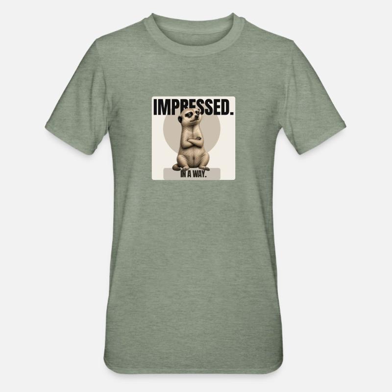 Impressionné. – Conception sarcastique de suricates - T-shirt polycoton Unisexe - vert kaki chiné