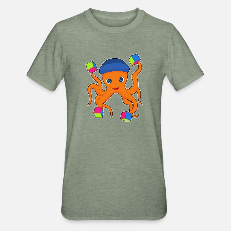 Cube de pieuvre - T-shirt polycoton Unisexe - vert kaki chiné
