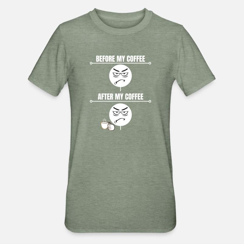 Grumpy Coffee Mood - Unisex Polycotton T-Shirt - heather military green