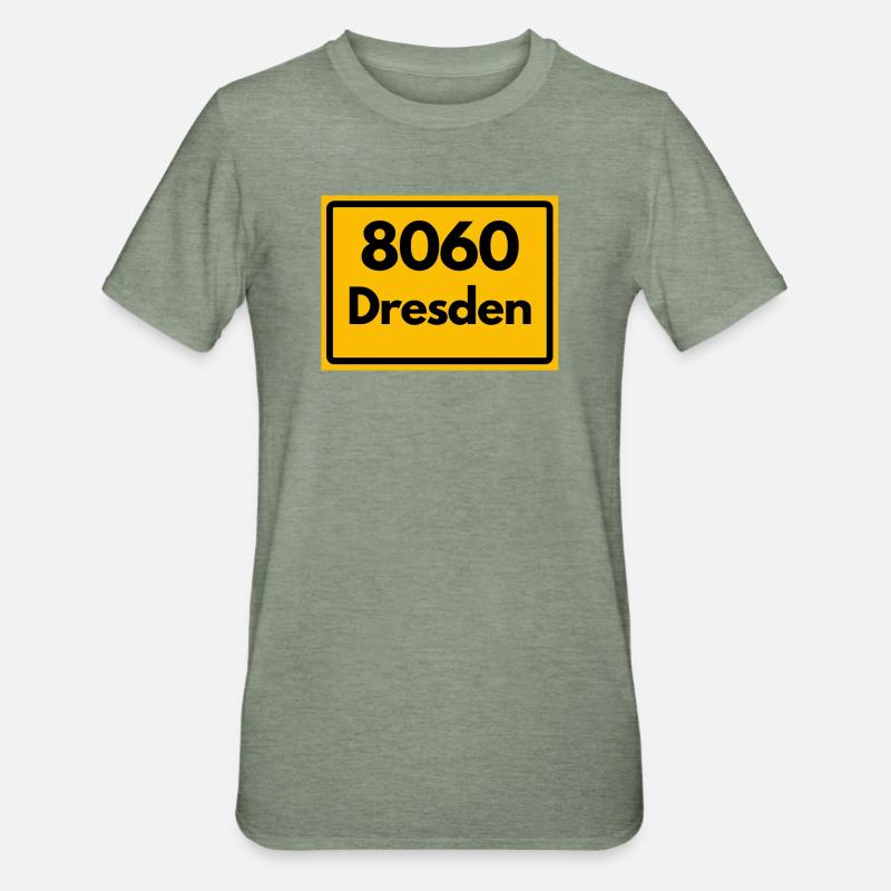 ANCIEN CODE POSTAL 8060 DRESDE, SAXONY - T-shirt polycoton Unisexe - vert kaki chiné