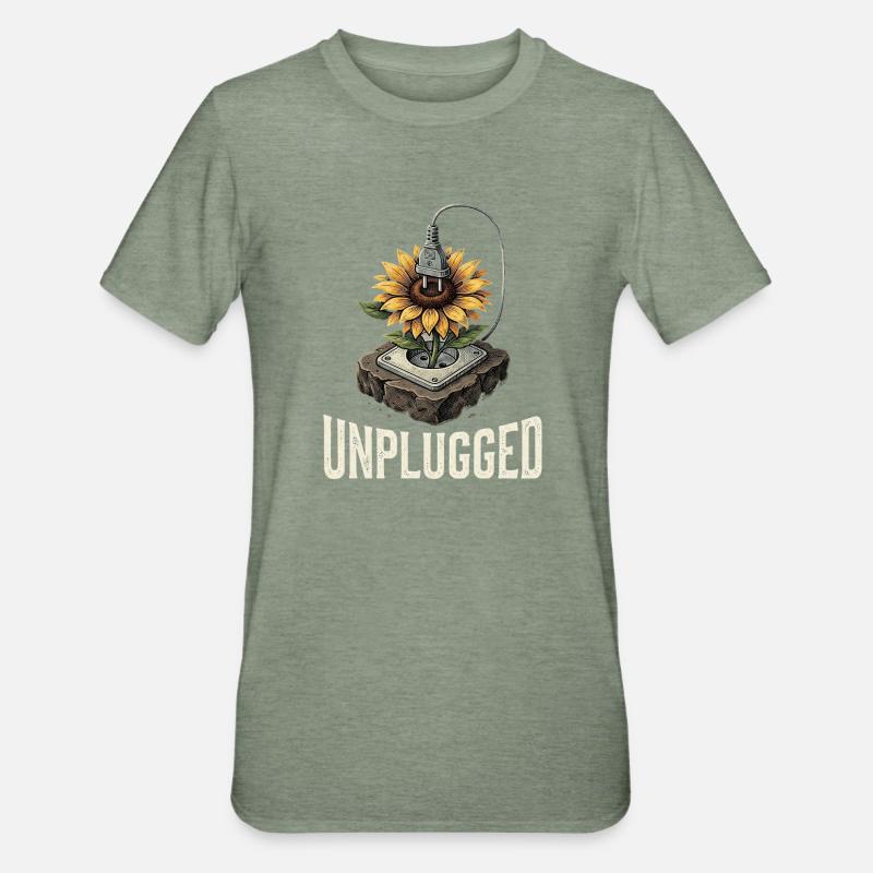 Fleur déconnectée - T-shirt polycoton Unisexe - vert kaki chiné