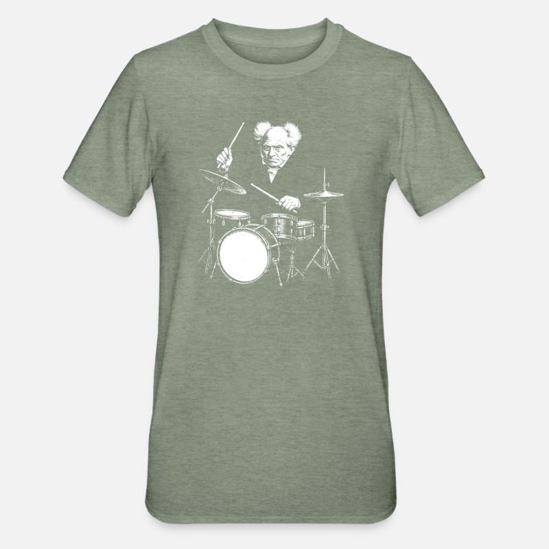Schopenhauer Batteur Burst Silhouette - T-shirt polycoton Unisexe - vert kaki chiné