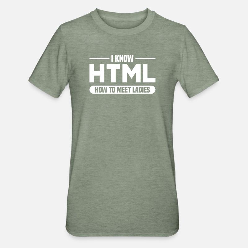 Programmation HTML d’humour disant - T-shirt polycoton Unisexe - vert kaki chiné