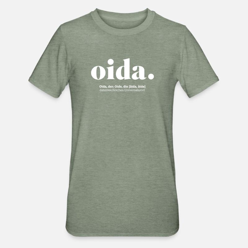Oida Design Geschenkidee - Unisex Polycotton T-Shirt - Militärgrün meliert