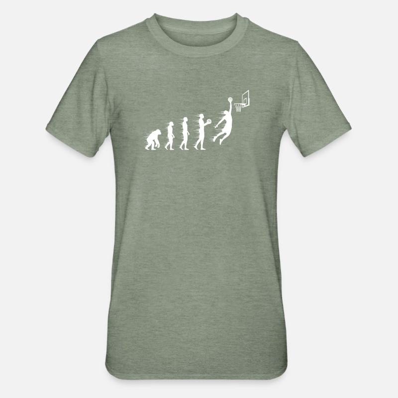 Evolution des Basketballsprungs - Unisex Polycotton T-Shirt - Militärgrün meliert