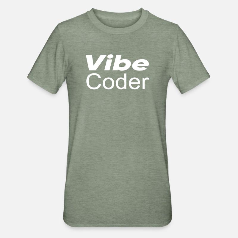 Techno-Utopie: Vibe Coder - Unisex Polycotton T-Shirt - Militärgrün meliert