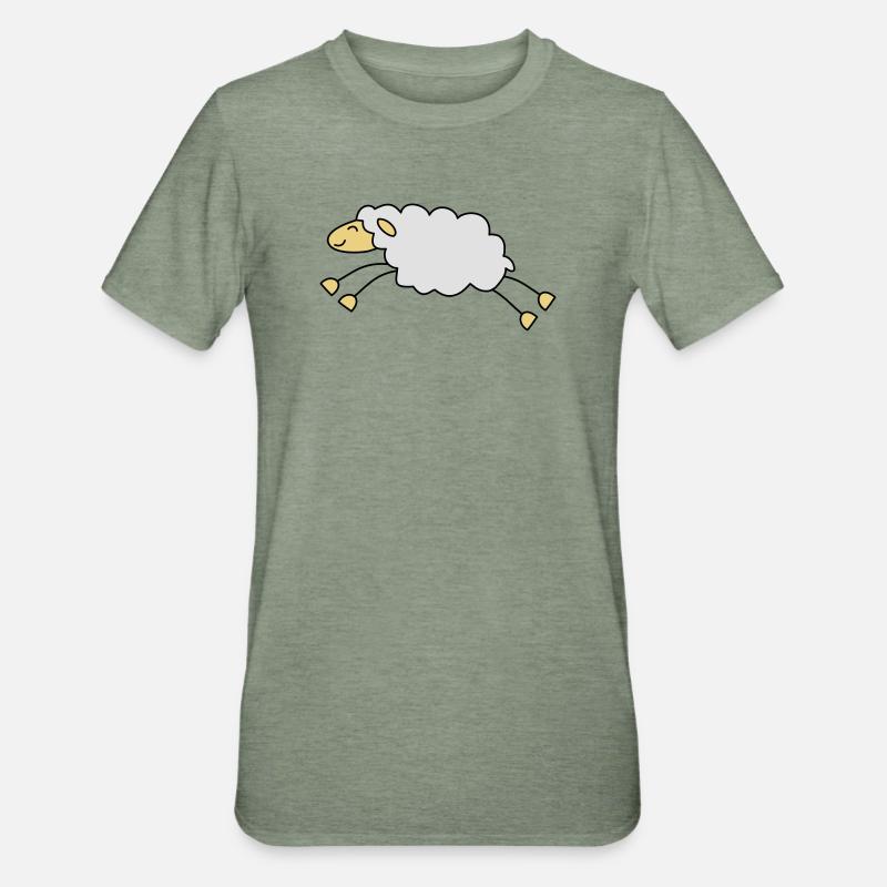 springendes schaf schäfer - Unisex Polycotton T-Shirt - Militärgrün meliert