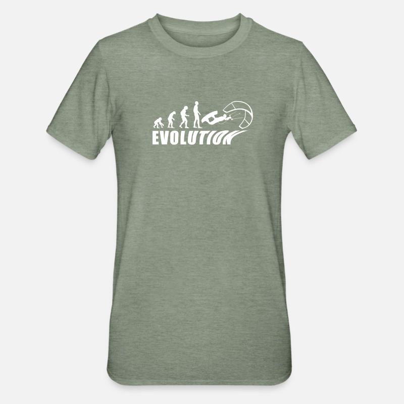 Cadeau de vacances en mer EVOLUTION KITESURF - T-shirt polycoton Unisexe - vert kaki chiné