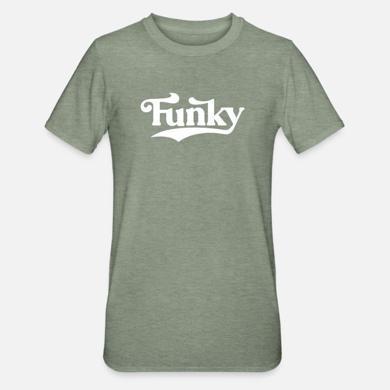Logo rétro Funky Script - T-shirt polycoton Unisexe - vert kaki chiné