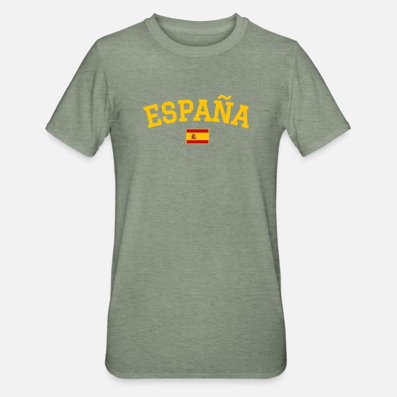 Conception du drapeau de l’Espagne - T-shirt polycoton Unisexe - vert kaki chiné